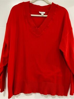 ON-34th Women's Bright Red V-Neck Sweater
